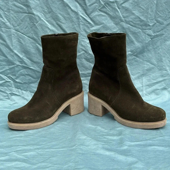 EUC La Canadienne Zed Oiled Waterproof Bootie Women’s Size 11 Green Suede Boot - Picture 4 of 9